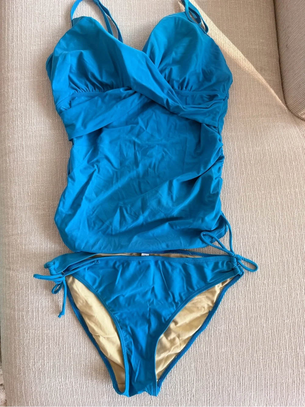 Maternity Wrap Front Tankini Swim Top & Bottom - Royal Blue Medium